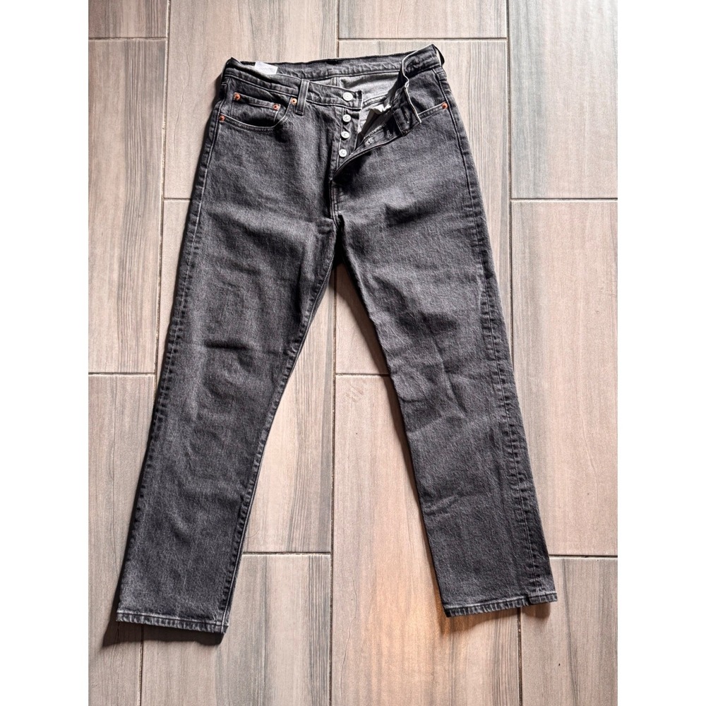 Levi's Premium 501 Straight Leg Jeans Charcoal Washed Black W29 L28 • Button Fly
